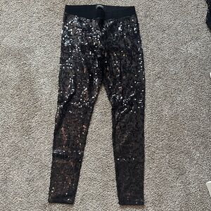 Express Black Sequin Leggings